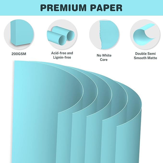 Cardstock 8.5 X 11, 40 Sheets Light Blue Card Stock, 75lb/ 200gsm Copy Paper - Image 3