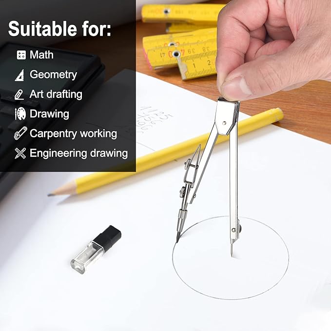 6 Sets Compass and Protractor Sets Student Basics Geometry Math Set Metal - Image 7