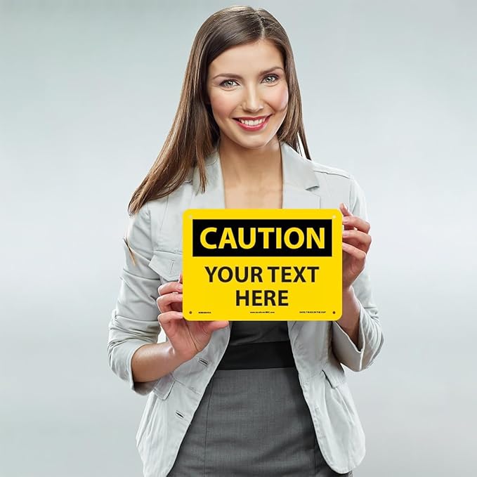 AccuformNMC Custom OSHA Style Caution Sign 7 x 10 Inches Aluminum Safety Sign - Image 2