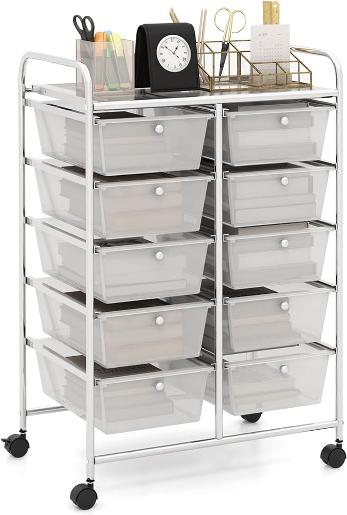 HAPPYGRILL 10-Drawer Rolling Storage Cart, Storage Organizer Cart by HAPPYGRILL