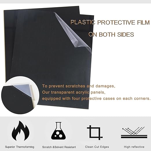 4 Pieces Black Acrylic Sheet, 8 x 10 Inch 1/8 Inch Thick, Home Decor, Display - Image 3