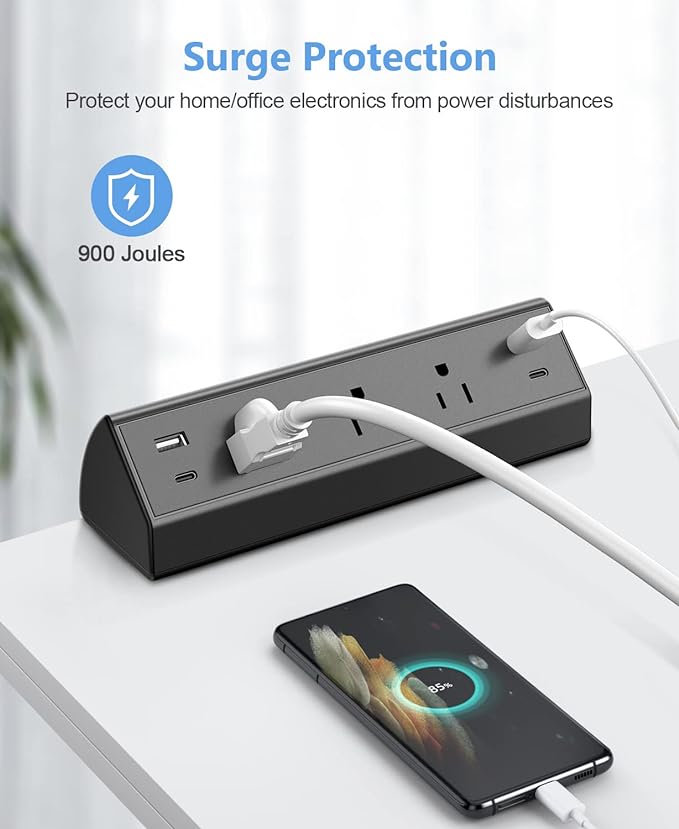 Desk Clamp Power Strip, 40W Fast Charging Station, Desktop Mount Surge Protector - Image 4