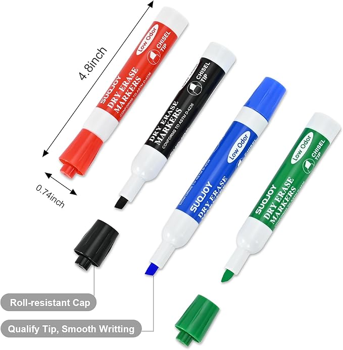 SUQJOY Dry Erase Markers, Chisel Tip Whiteboard Marker, Low Odor Thick Dry - Image 5