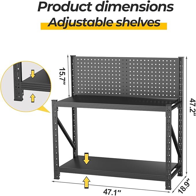10 Sets Storage Shelves with Pegboard, Heavy Duty Garage Shelving Units and - Image 2