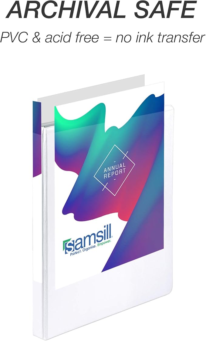 Samsill Durable .5 Inch Binder, Made in the USA, Round Ring Customizable Clear - Image 5