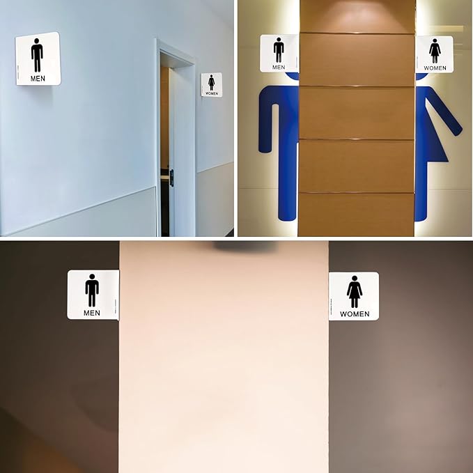 Faittoo Restroom Sign, Bathroom Signs, 4 Pack 6 x 6 Inches Acrylic Sign - Image 6