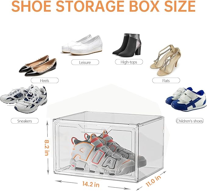 KOKOIN Magnetic Acrylic Clear Shoe Boxes – 360° Transparent Stackable Sneaker - Image 2