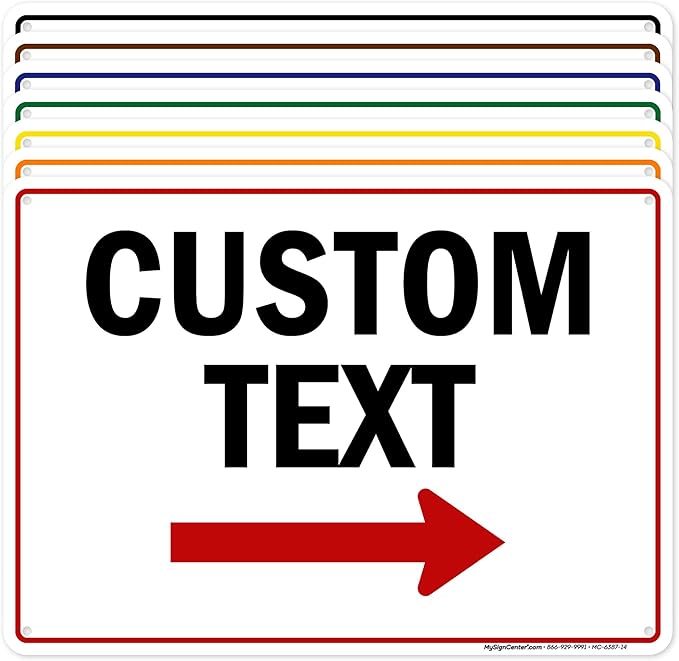 Custom Arrow, Custom Directional Sign, Right Arrow, 10x14 Inches, 55 mil thick by MySignCenter
