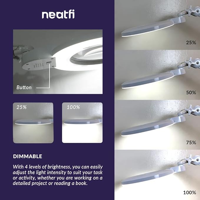 Neatfi XL Bifocal LED Magnifying Lamp, 7-Inch Acrylic Lens, 5D/20D Magnification - Image 5