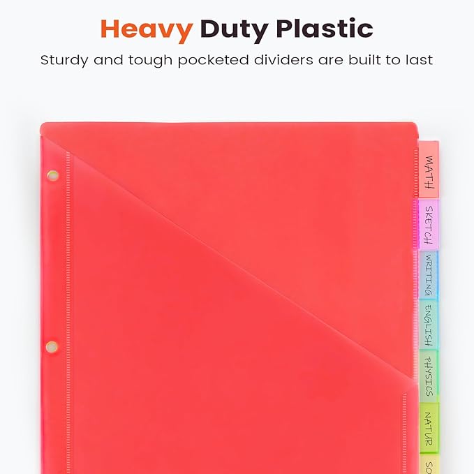 Sooez 24 Count Dividers with Pockets, 8 Tabs Binder Dividers - Image 5
