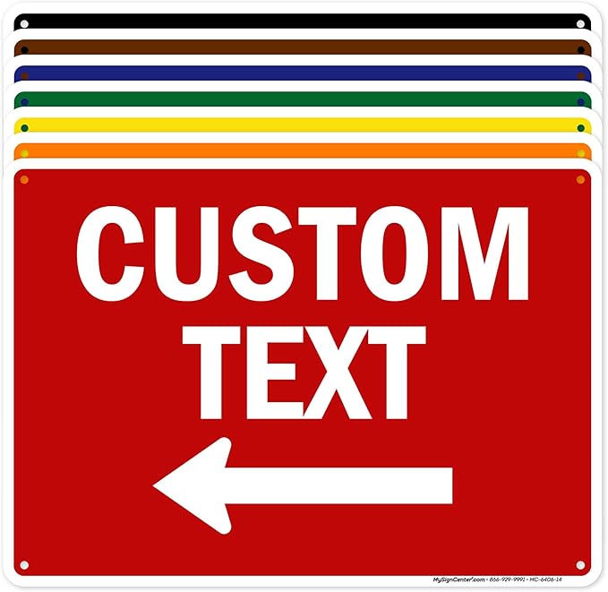 Custom Arrow, Custom Directional Sign, Left Arrow, 10x14 Inches, Rust Free .040 by MySignCenter