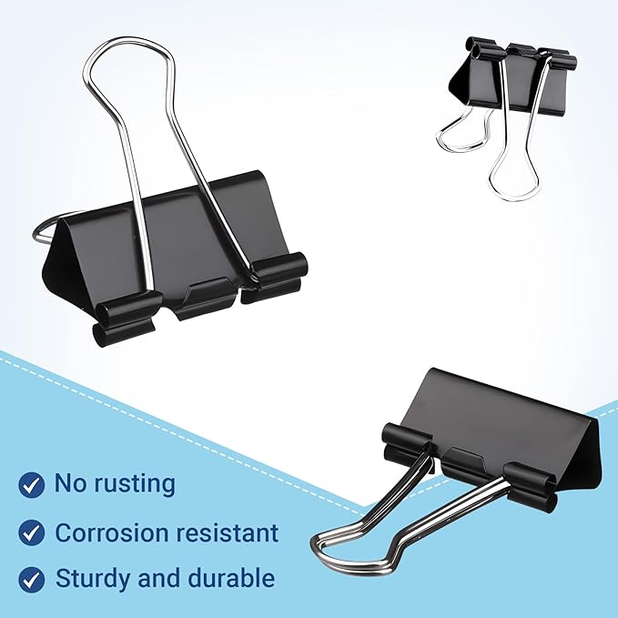 360 PCS Binder Clips Small – Mini Black Metal Paper Clamps, 0.6in/15mm Binder - Image 2