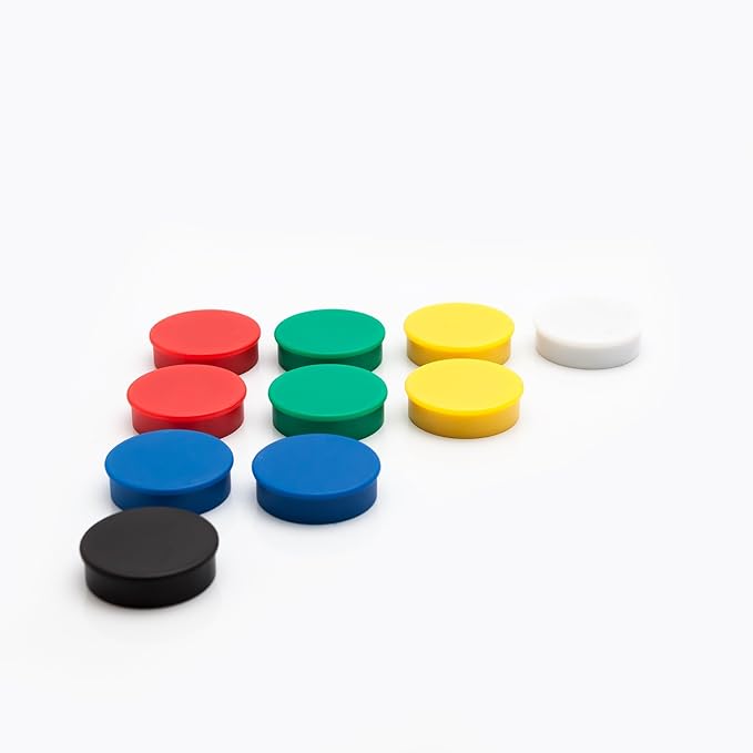 Bullseye Office 24 Round Black Fridge Magnets, Button Shaped, Small Colorful - Image 3