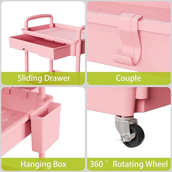 Sorgion 4 Tier Rolling Cart Organizer, Art Craft Diaper Bedside Snack Laundry - Image 4