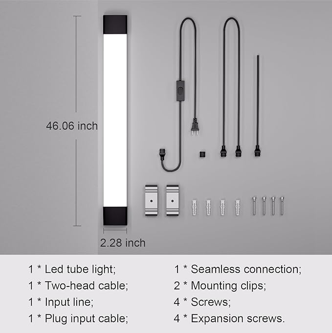 Modlicht Plug in Ceiling Light 4FT 2PCS, Linkable LED Garage Ceiling Light - Image 7