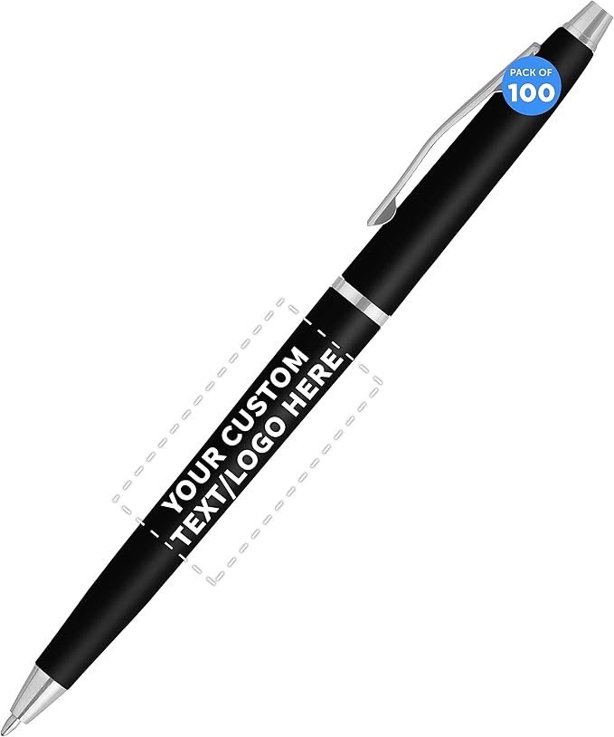 DISCOUNT PROMOS Custom Langham Ballpoint Pens Set of 100, Personalized Bulk Pack by DISCOUNTPROMOS