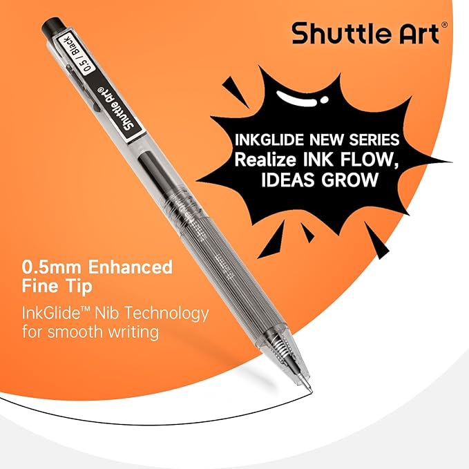 Shuttle Art Black Gel Pens, Ink Glide Series 60 Pack Retractable 0.5mm Fine - Image 4