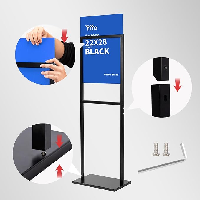 YIYO Sign holder floor stand, heavy Duty Pedestal poster stand - Image 3
