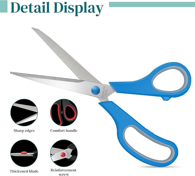 Xnluothsk 18 Packs 8" Sewing Craft Scissors Bulk, Stainless Steel Shears - Image 3
