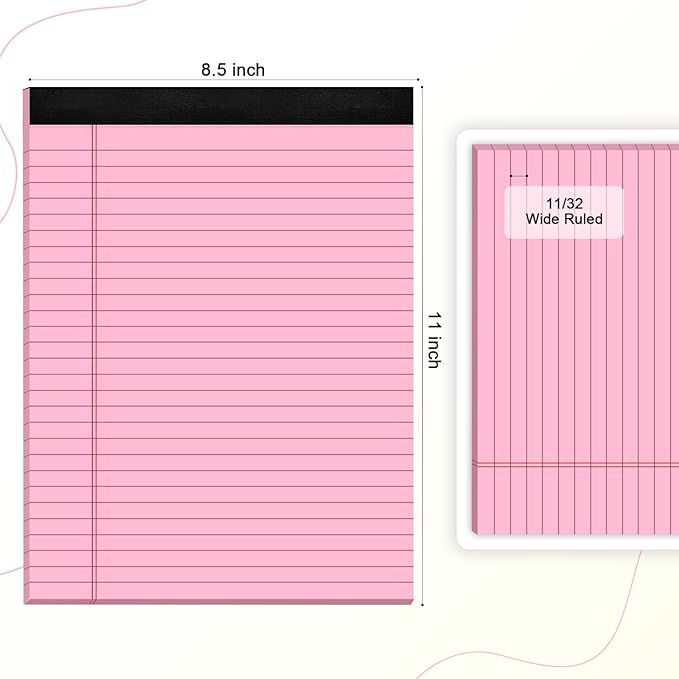 AILZFEI Colored Legal Pads 8.5 x 11 Wide Ruled, Note Pads Sturdy Back Writing - Image 2