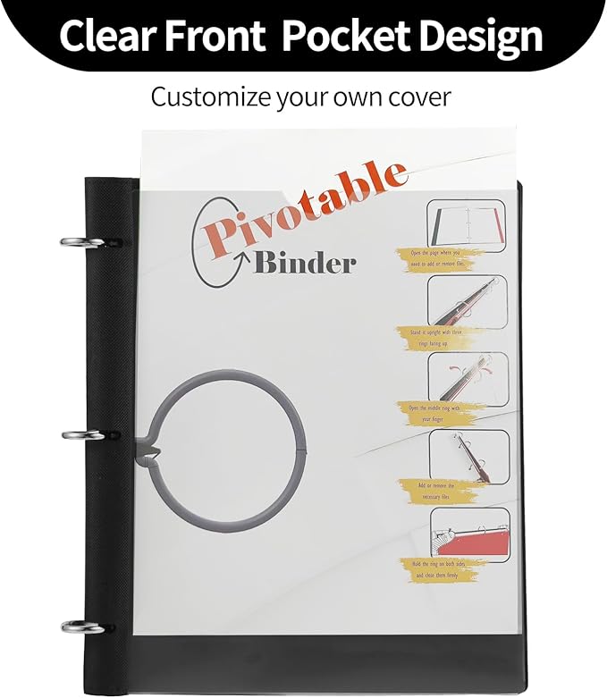 Tashkummy 360° Pivotable 3 Ring Binder, Upgraded Foldable Binders 1 inch 2 Pack - Image 4