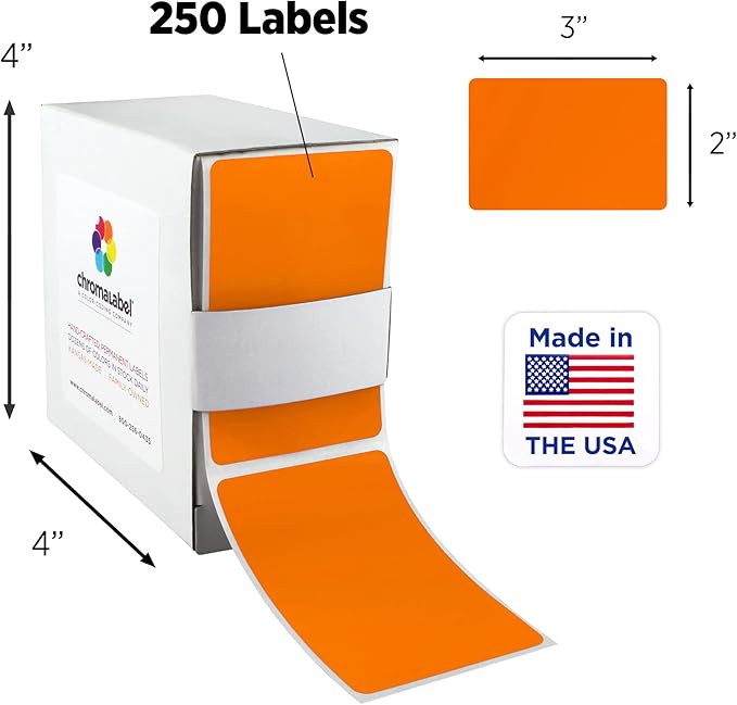 ChromaLabel 2 x 3 inch Permanent Color Code Rectangle Labels, 250 Labels per - Image 2