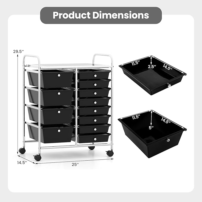 Giantex 12 Drawer Rolling Cart - Image 3