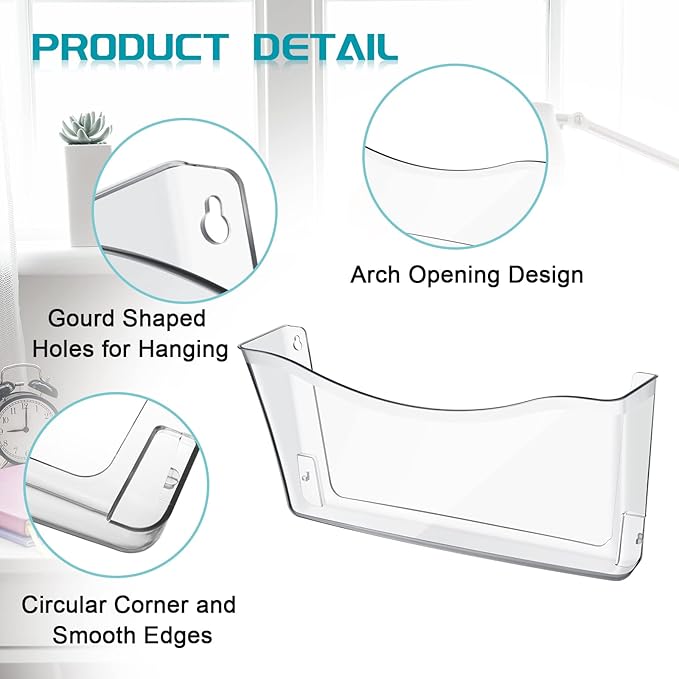 Colarr 6 Pack Expandable Pocket Wall File Holder Plastic Hanging Wall Organizer - Image 3