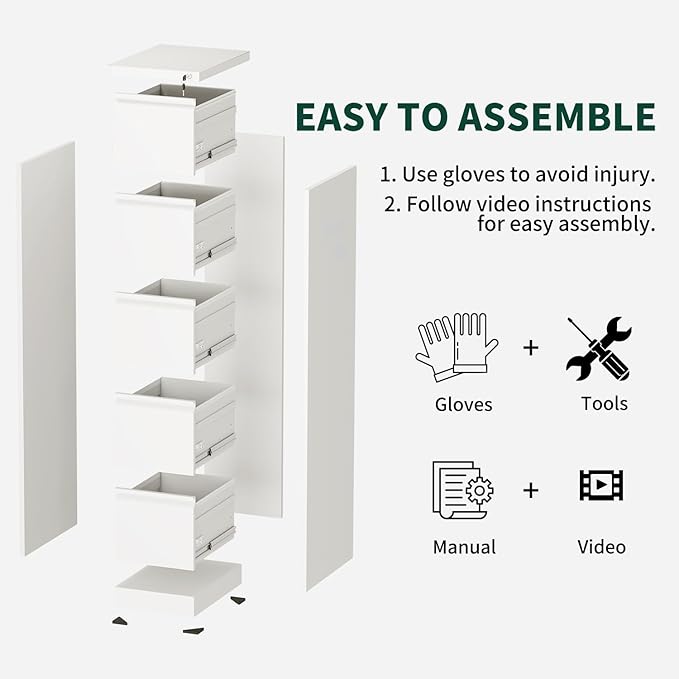 Yukimo 2 Drawer File Cabinet for Home Office, Vertical File Cabinet - Image 8