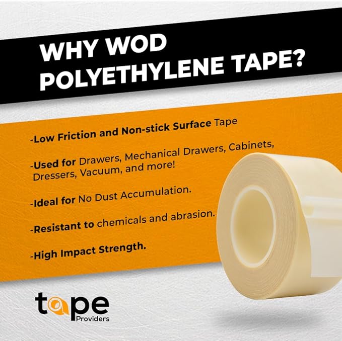 WOD SPT7A UHMW Polyethylene Transparent Film Slick Tape, 1.5 inch x 10 ft. - Image 2