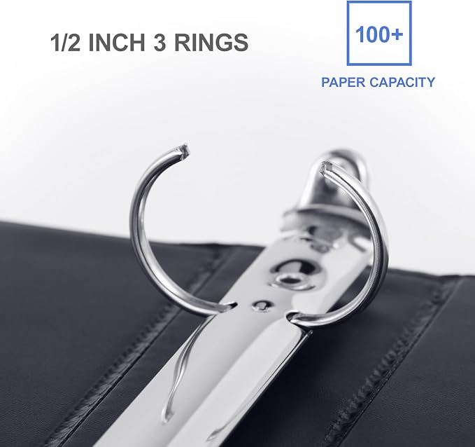 3 Ring Binder 1/2 Inch, ViVin Sturdy 0.5"-Round Ring Binder - Image 2