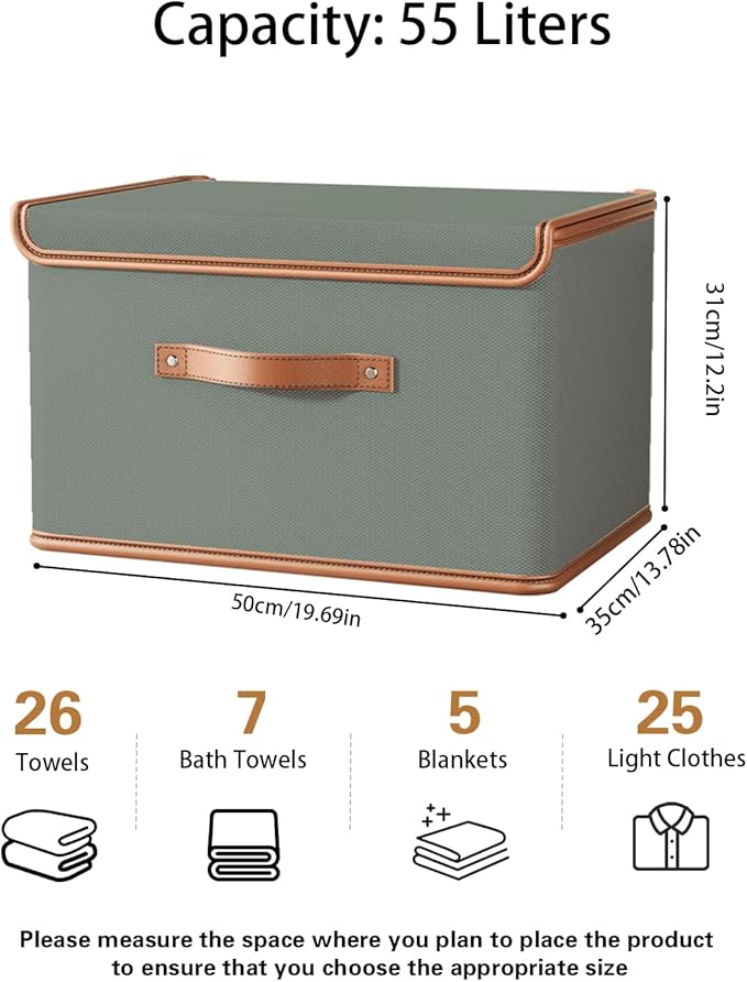 Tuza 2 Pack Storage Bins with Lids, Collapsible Closet Organizer Container - Image 2