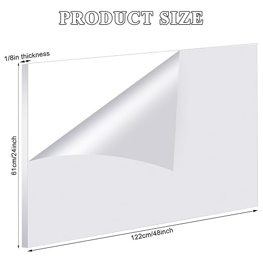 Roowest 1 Pcs 24 x 48 Inch, 1/8 Inch Thick Clear Acrylic Plexiglass Sheets - Image 2