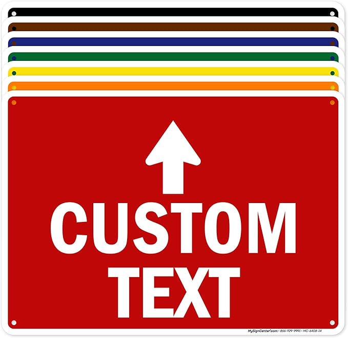 Custom Arrow, Custom Directional Sign, Up Arrow, 10x14 Inches, 55 mil thick HDPE by MySignCenter