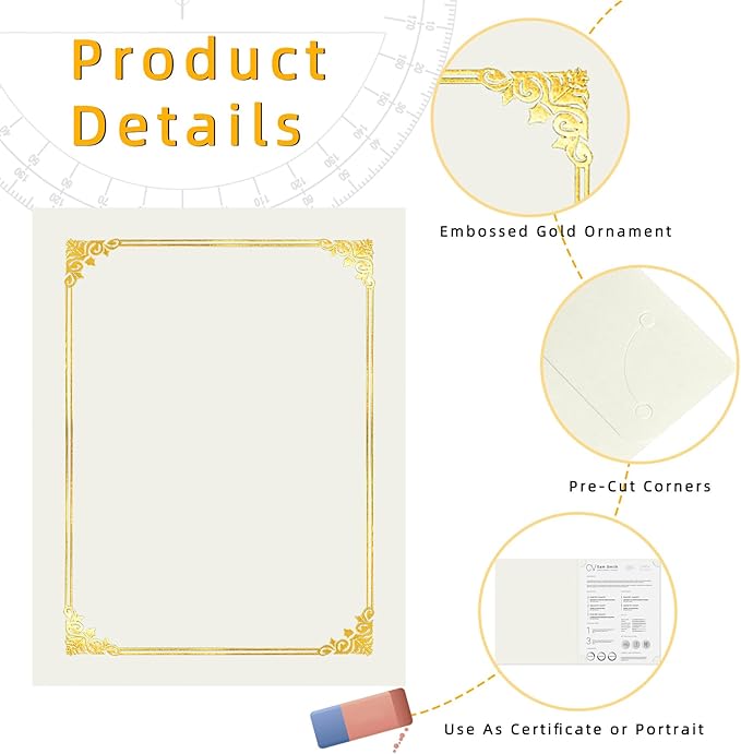 HAUTOCO 30 Packs Certificate Holders, Cream Color Diploma Folders Certificate - Image 3