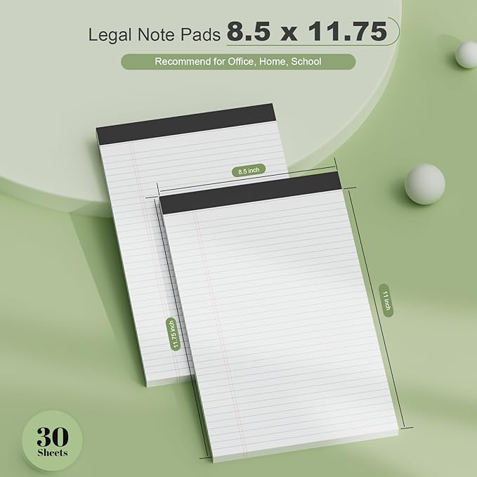 Legal Pads 8.5 x 11 inch Notepad, 2 Pack White Note Pads 8.5'' x 11'' - Image 2