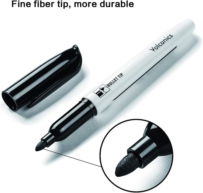 Volcanics Black Dry Erase Markers Low Odor Fine Whiteboard Markers Thin Box of - Image 3