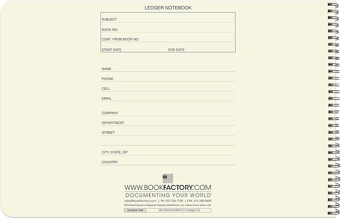 BookFactory Accounting Ledger Notebook/Large 12 Column Accounting Ledger - Image 2