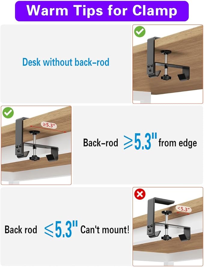 No Drill Under Desk Cable Management Tray, Clamp/Screw Mount Desk Cable - Image 6