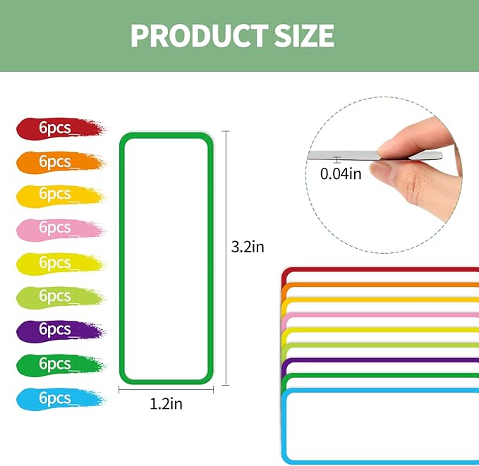 54pcs Magnetic Dry Erase Labels，Magnets Sticker，11 Colors Reusable Erasable - Image 2
