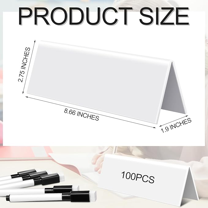Fainne 100 Sets Dry Erase Name Tent Cards - Image 2