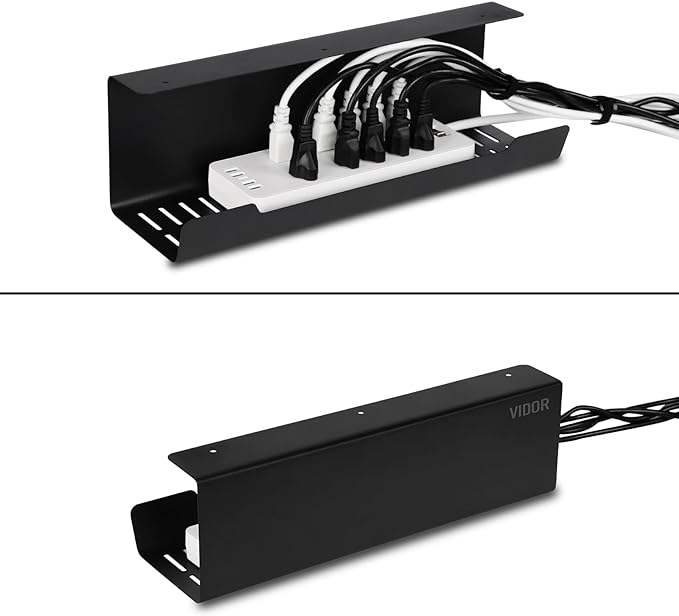 VIDOR Under Desk Cable Management Tray 2-Pack, No Drill Alloy Steel - Image 5