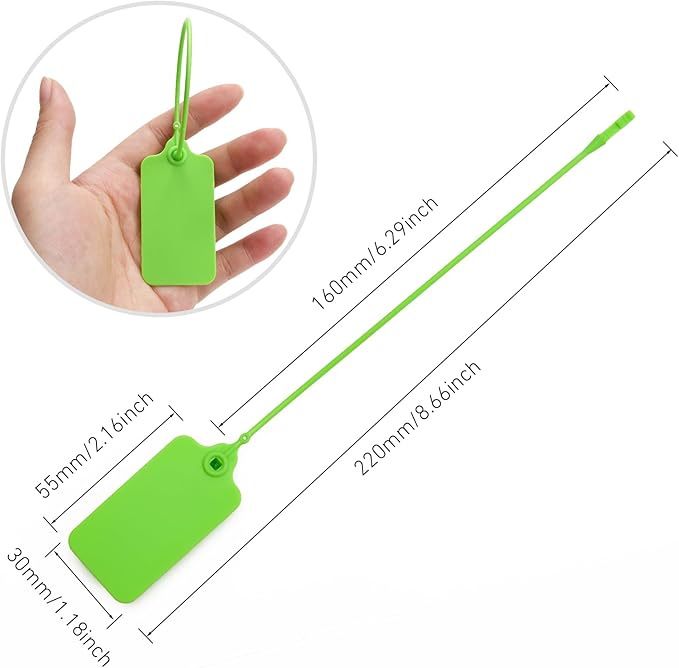 100 Green Blank Plastic Tags for Labeling Waterproof Hanging Labels Writable - Image 3