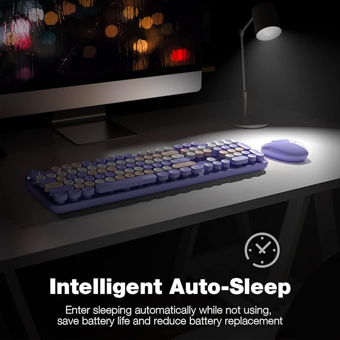 MOFII Wireless Keyboard and Mouse Combo, 2.4GHz Retro Full-Size Keyboard - Image 4