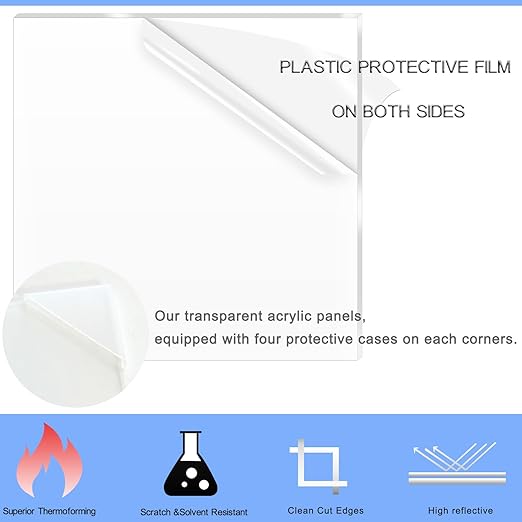 4 Pack 5x7 Inch Acrylic Sheet 1/8" Thick, Cast Acrylic Sheet, - Image 3