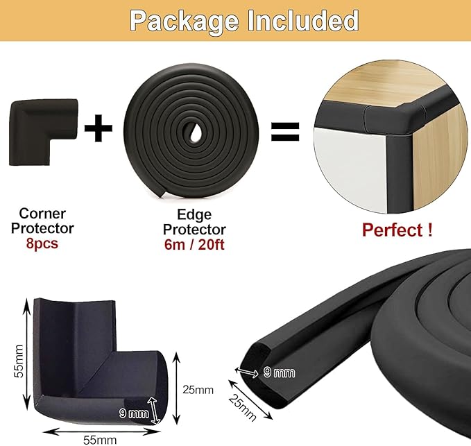 Baby Proof Corners and Edges Protector 20ft Edge+8 Corner Guard, Fireplace Baby - Image 6