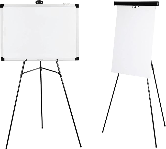 Amazon Basics High Boardroom Black Aluminum Flipchart Whiteboard and Display - Image 4