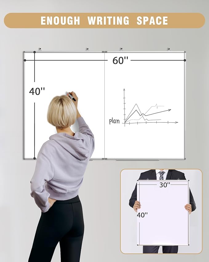 60"X 40" Large Magnetic Dry Erase Whiteboard, Wall Hanging Board - Image 6
