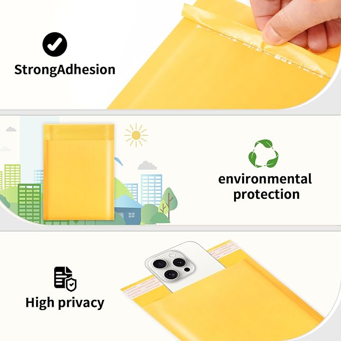 Ctarsthome 105Pack Yellow 3.5x5in Kraft Bubble Mailers Small Business Mailing - Image 5