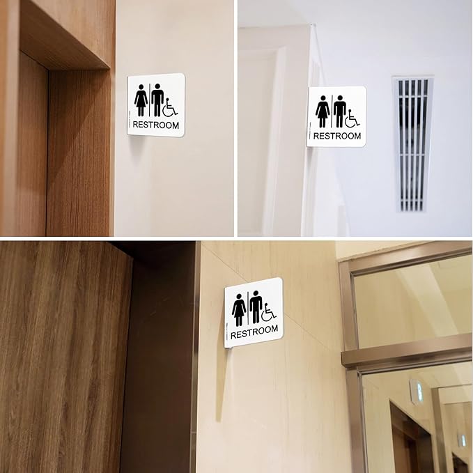 Faittoo Restroom Sign, Bathroom Signs, 2 Pack 6 x 6 Inches Acrylic Sign - Image 6